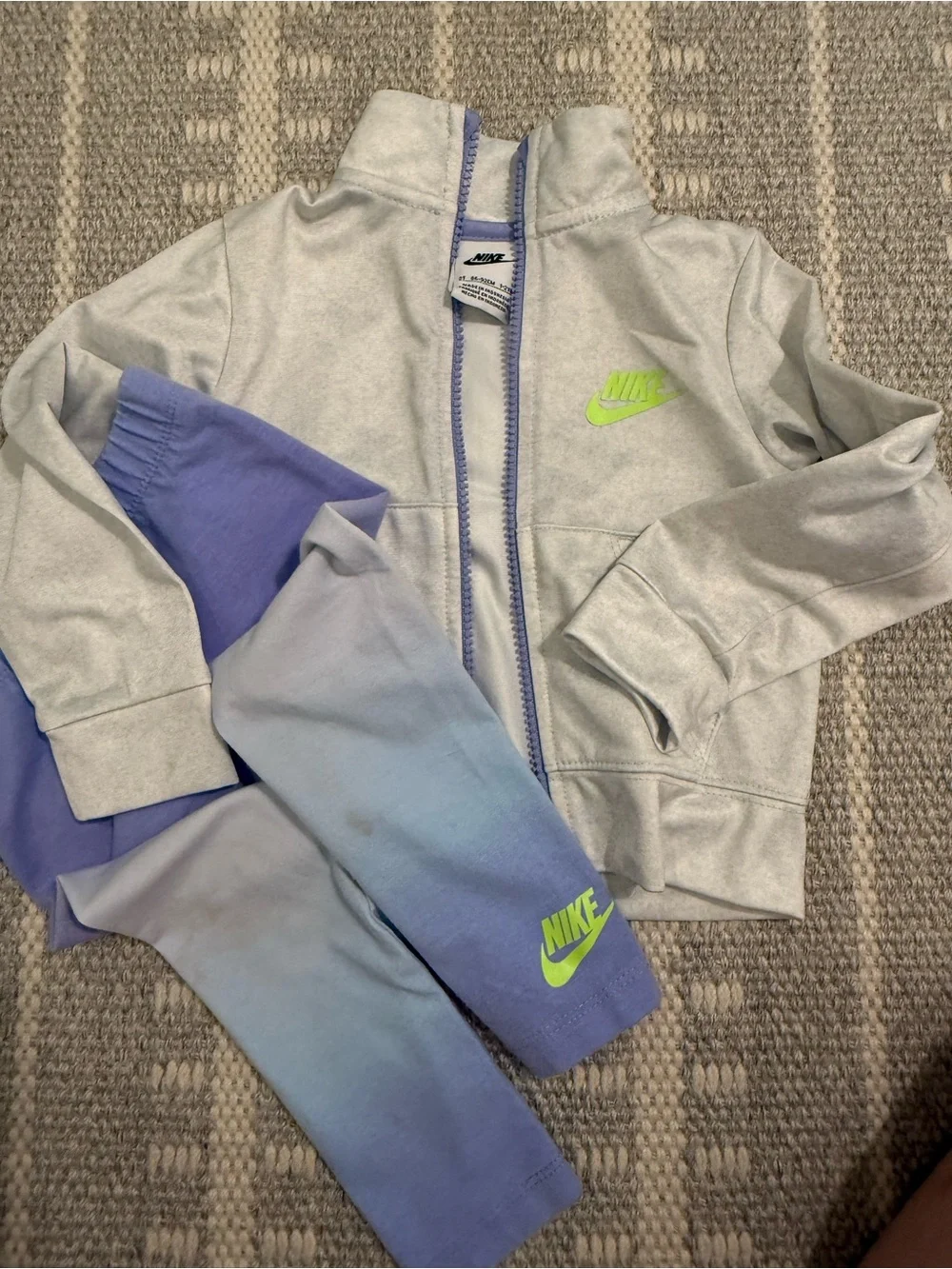 Nike Toddler Girl 2T Jacket & Blue-to-Purple Gradient Leggings Neon Logo